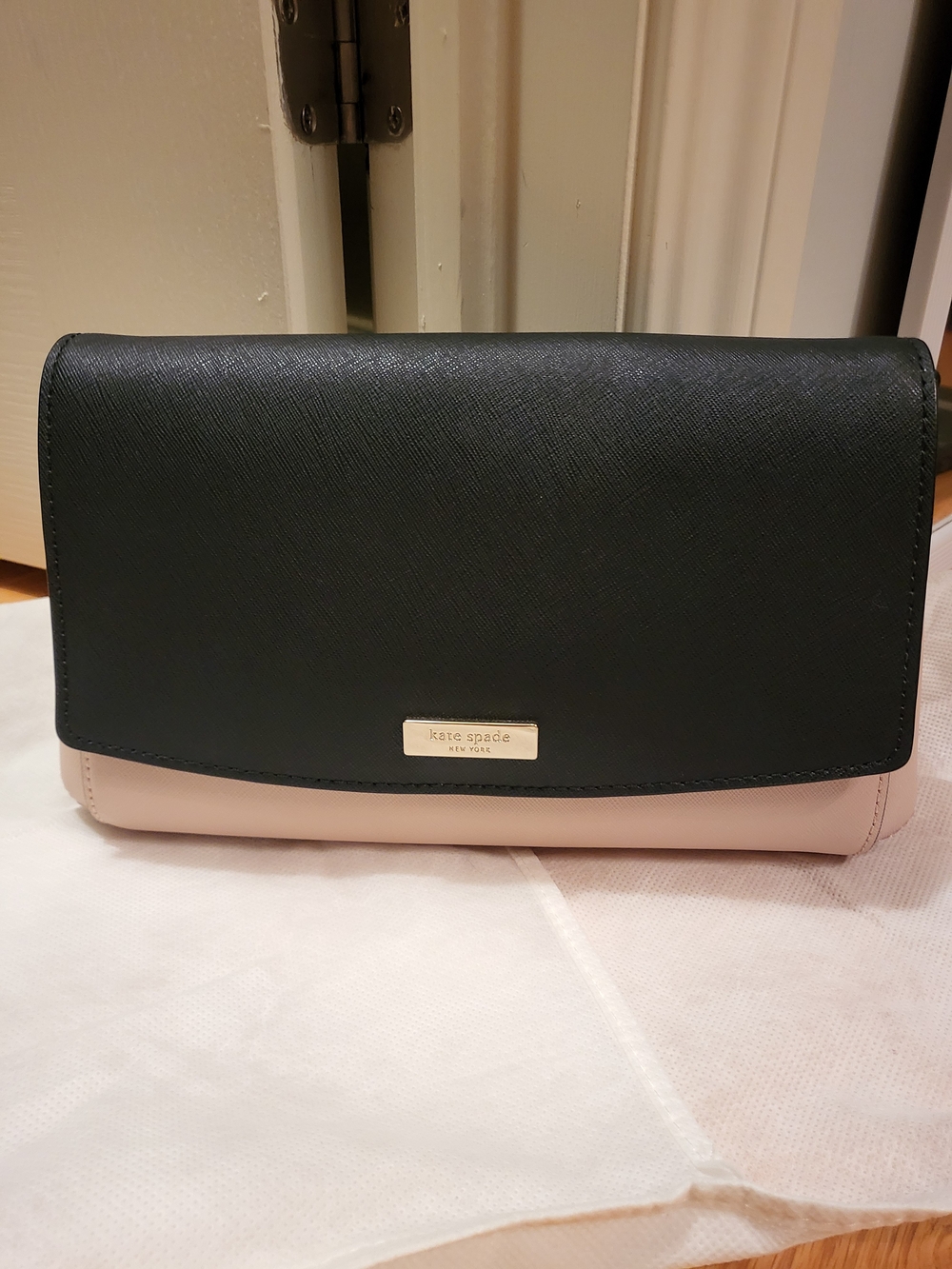 Kate Spade Two-Tone Black and Blush Pink Clutch